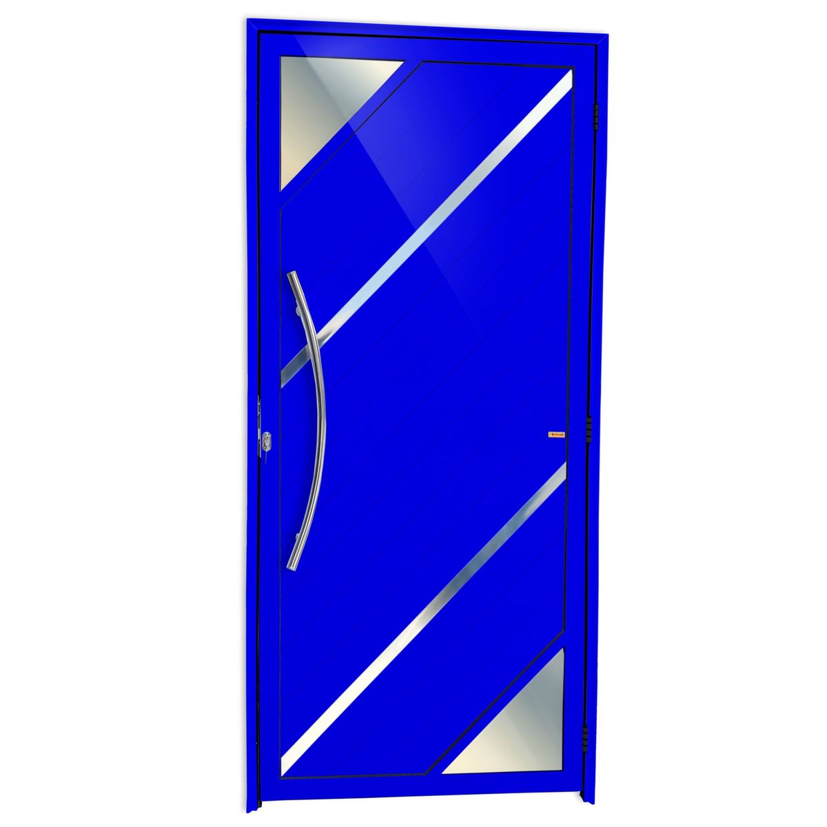 Porta Lambri Vidro e Friso Alumínio Azul Esquerda 210x90x4,6cm Oasis, marca Brimak - Foto Principal