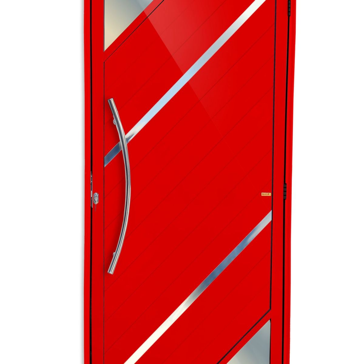 Porta Lambri Vidro e Friso Alumínio Vermelho Esquerda 210x90x4,6cm Oasis, marca Brimak - Foto Principal