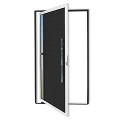 Porta Pivotante e Visor Alumínio Mix Preto Direita 210x100x4,6cm Visione