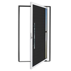 Porta Pivotante e Visor Alumínio Mix Preto Esquerda 210x100x4,6cm Visione