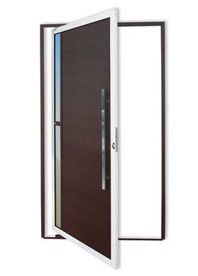 Porta Pivotante e Visor Alumnio Mix Corten Direita 210x100x4,6cm Visione