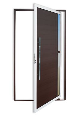 Porta Pivotante e Visor Alumnio Mix Corten Esquerda 210x100x4,6cm Visione