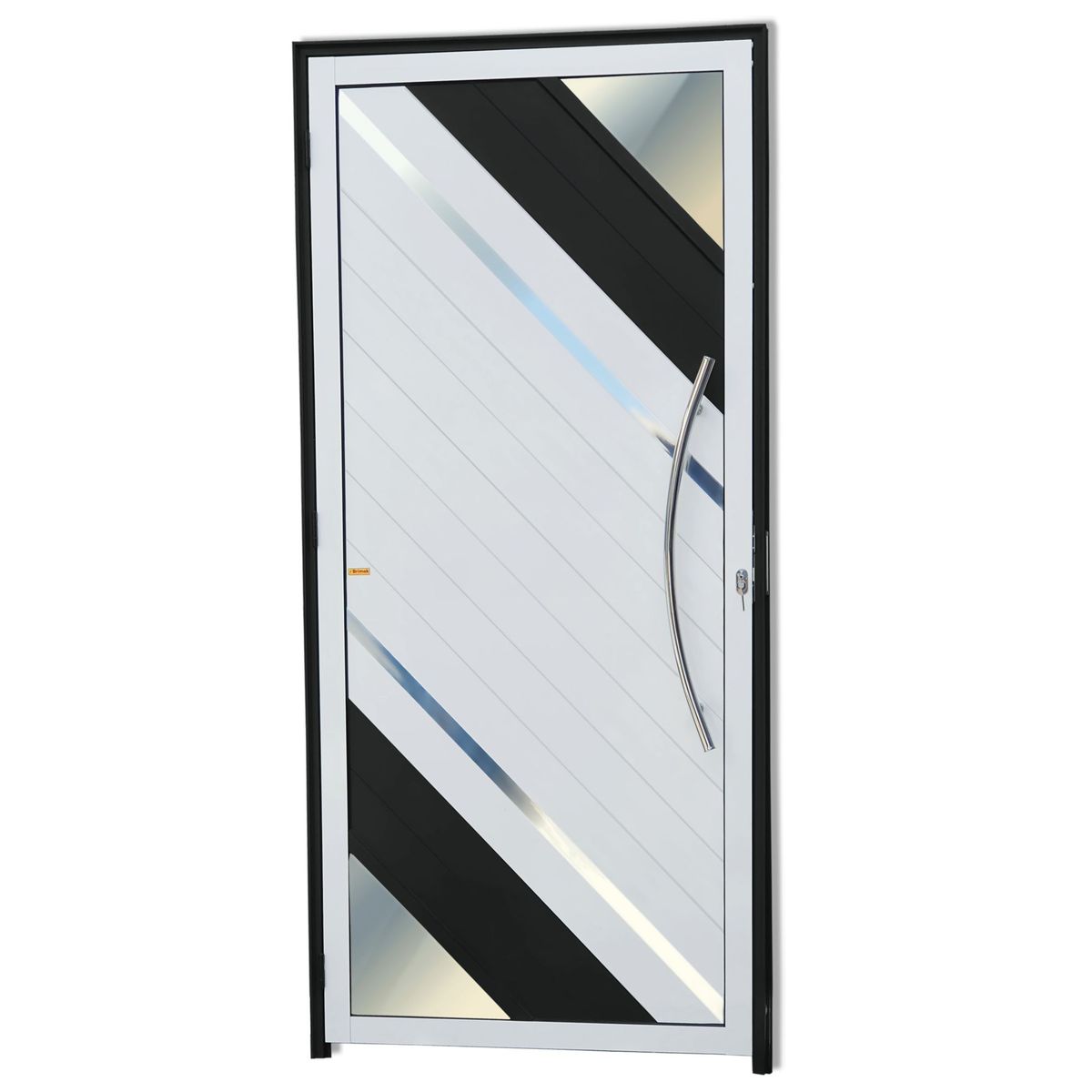 Porta Lambri Vidro e Friso Alumínio Mix Preto Direita 210x90x4,6cm Oasis, marca Brimak - Foto Principal