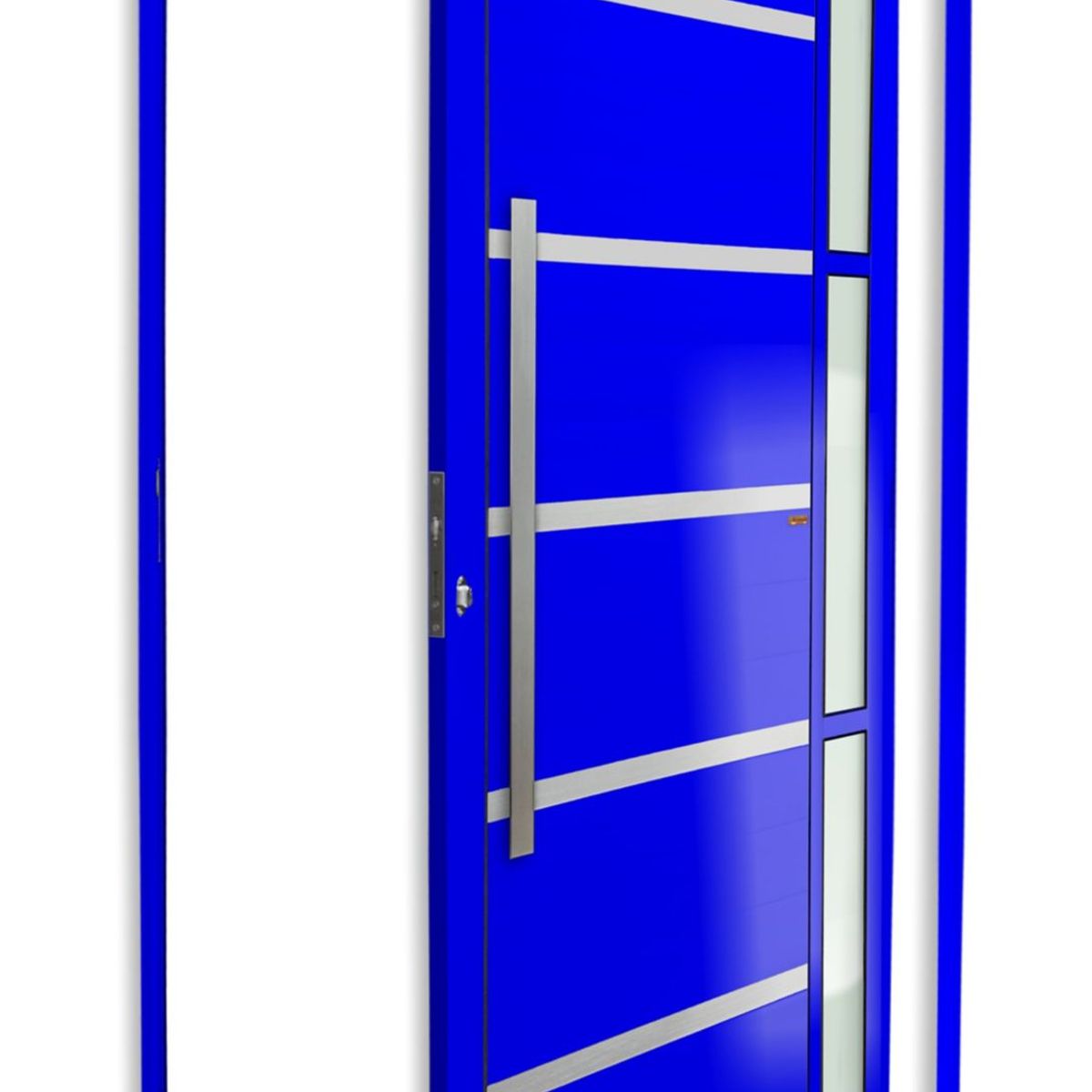 Porta Pivotante e Friso e Visor Alumínio Azul Esquerda 210x100x4,6cm Miraggio, marca Brimak - Foto Principal