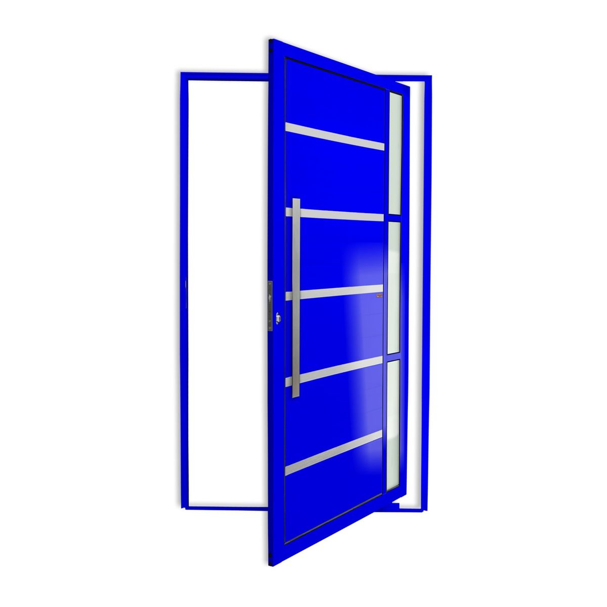 Porta Pivotante e Friso e Visor Alumínio Azul Esquerda 210x100x4,6cm Miraggio, marca Brimak - Foto Principal