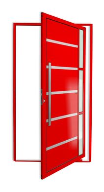 Porta Pivotante e Friso e Visor Alumnio Vermelho Esquerda 210x100x4,6cm Miraggio