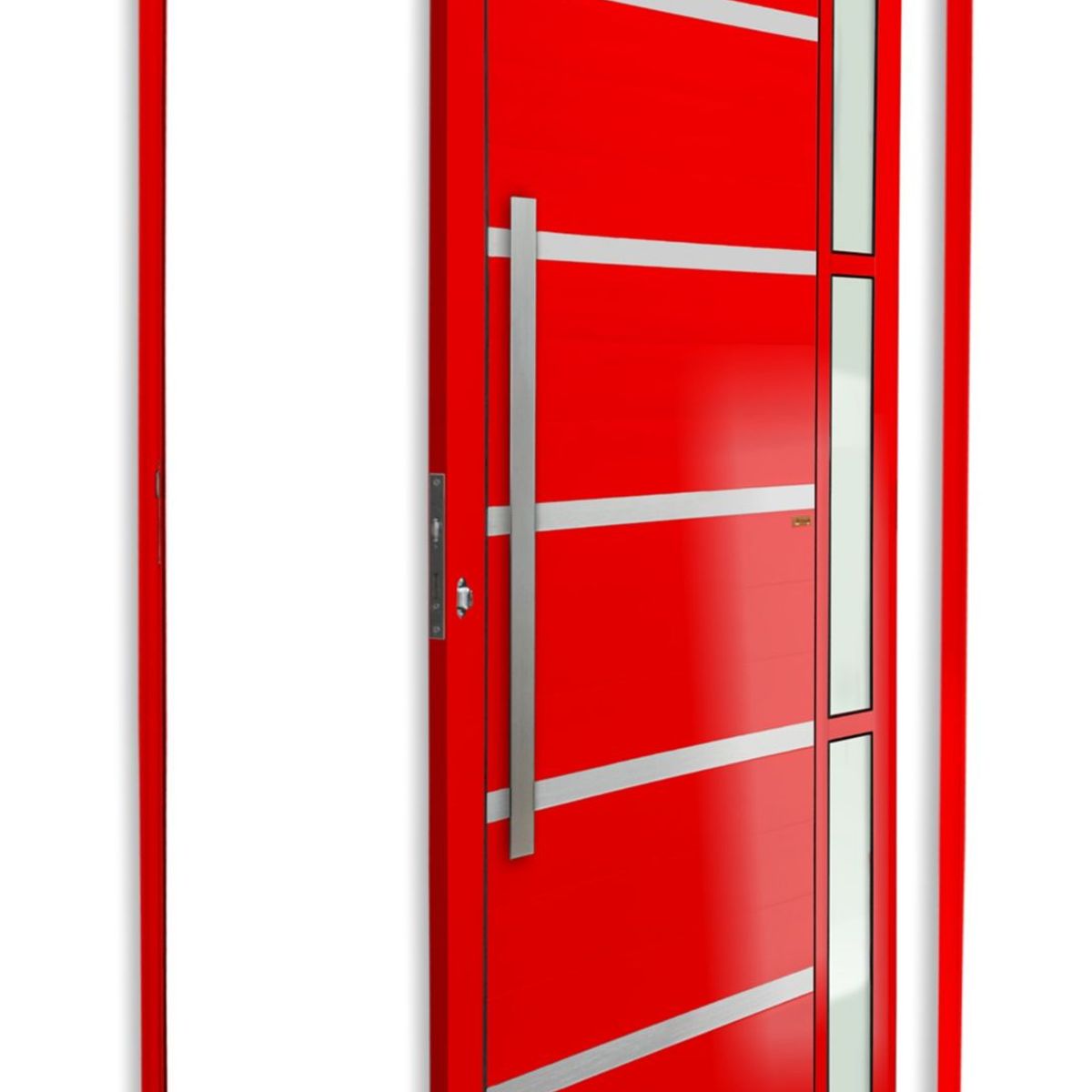 Porta Pivotante e Friso e Visor Alumínio Vermelho Esquerda 210x100x4,6cm Miraggio, marca Brimak - Foto Principal