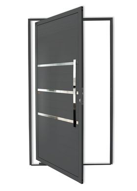 Porta Pivotante e Friso Alumnio Cinza Direita 210x100x4,6cm Evolution