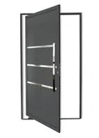 Porta Pivotante e Friso Alumínio Cinza Direita 210x100x4,6cm Evolution