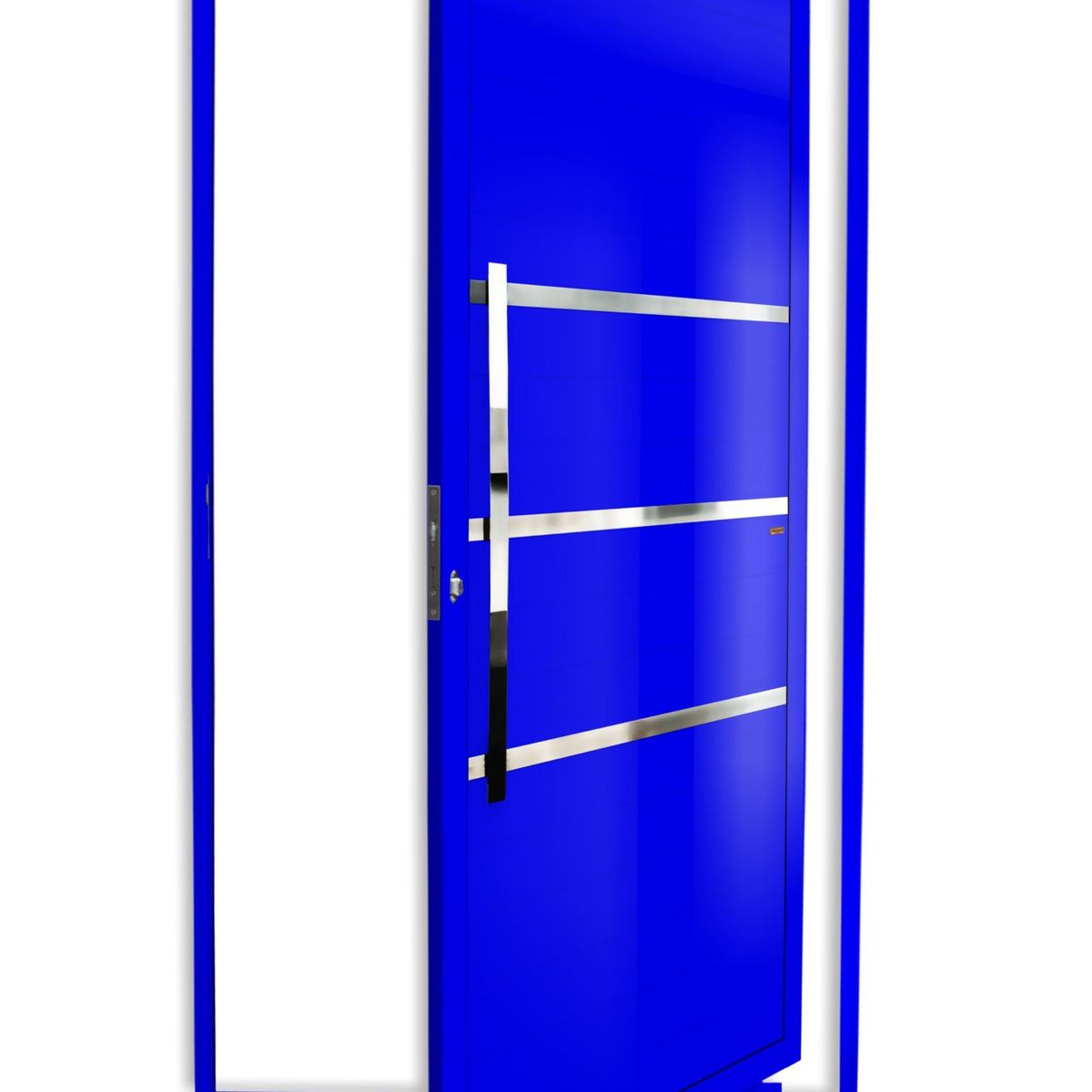 Porta Pivotante e Friso Alumínio Azul Esquerda 210x100x4,6cm Evolution, marca Brimak - Foto Principal