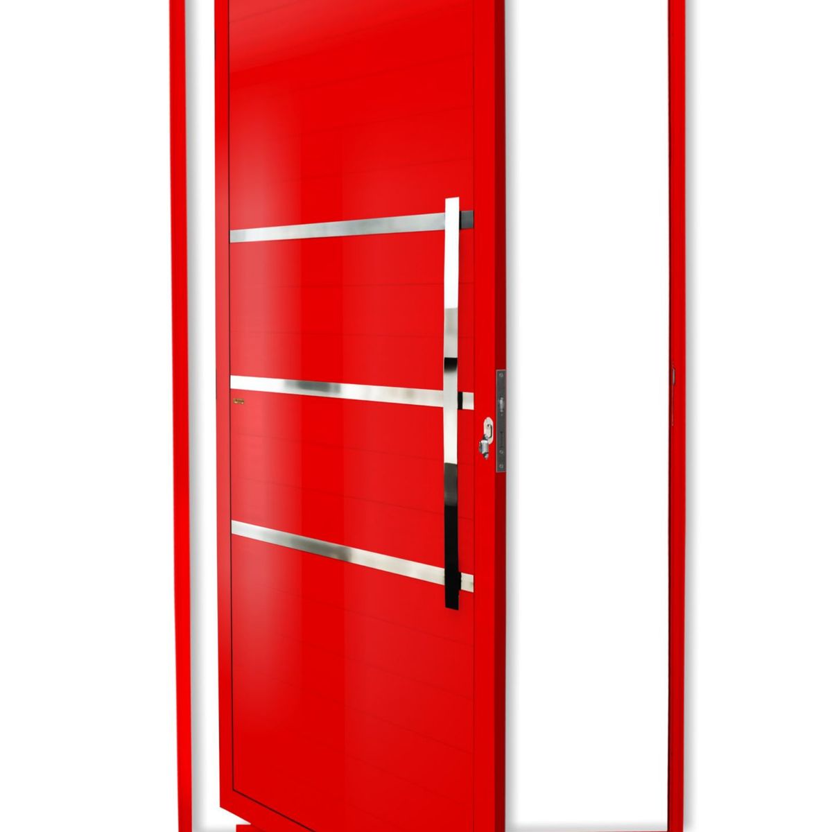 Porta Pivotante e Friso Alumínio Vermelho Direita 210x100x4,6cm Evolution, marca Brimak - Foto Principal