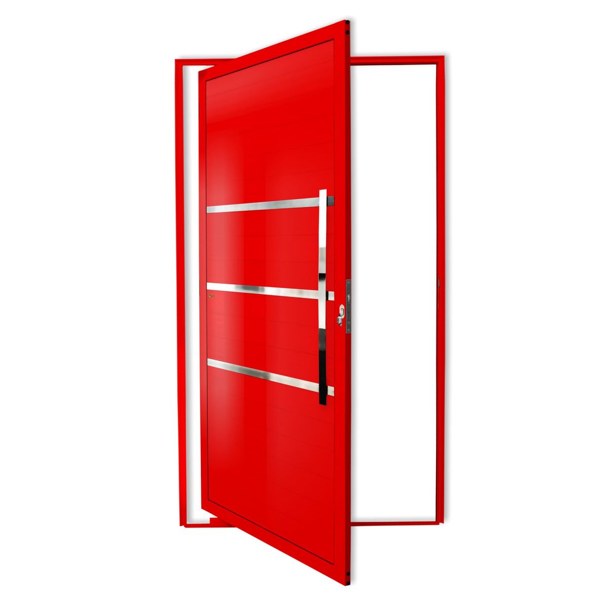 Porta Pivotante e Friso Alumínio Vermelho Direita 210x100x4,6cm Evolution, marca Brimak - Foto Principal