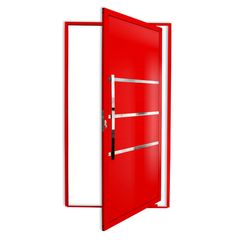 Porta Pivotante e Friso Alumínio Vermelho Esquerda 210x100x4,6cm Evolution