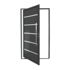 Porta Pivotante e Friso Alumínio Cinza Direita 210x100x4,6cm Premium
