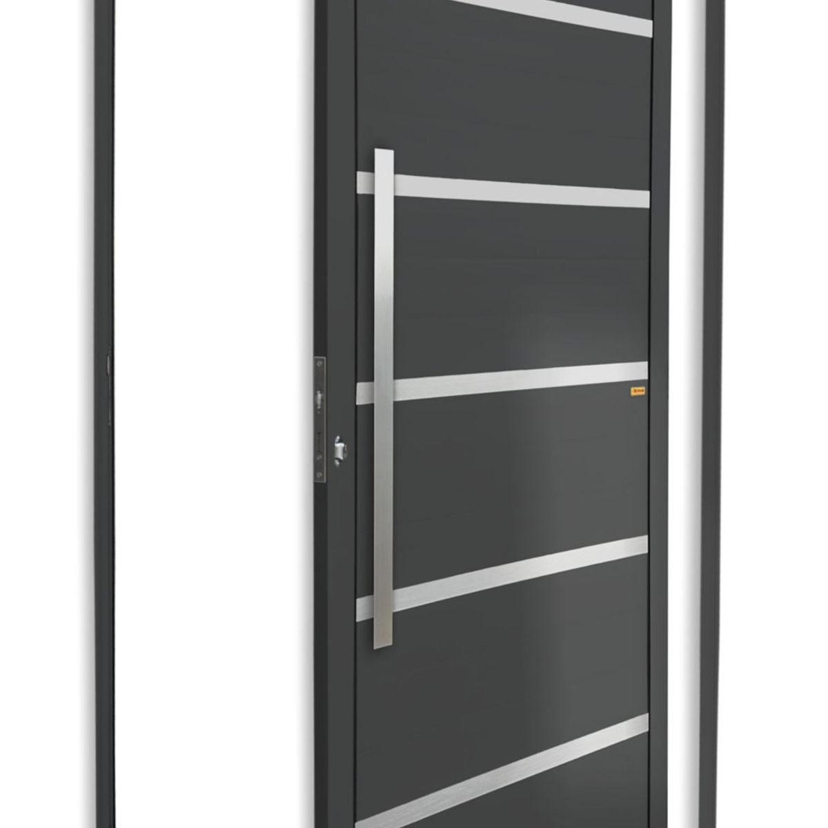 Porta Pivotante e Friso Alumínio Cinza Esquerda 210x100x4,6cm Premium, marca Brimak - Foto Principal