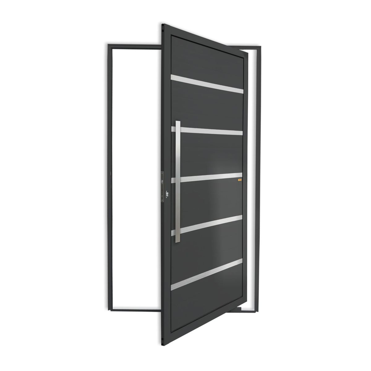 Porta Pivotante e Friso Alumínio Cinza Esquerda 210x100x4,6cm Premium, marca Brimak - Foto Principal