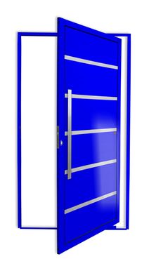 Porta Pivotante e Friso Alumnio Azul Esquerda 210x100x4,6cm Premium