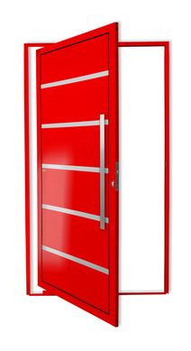 Porta Pivotante e Friso Alumnio Vermelho Direita 210x100x4,6cm Premium