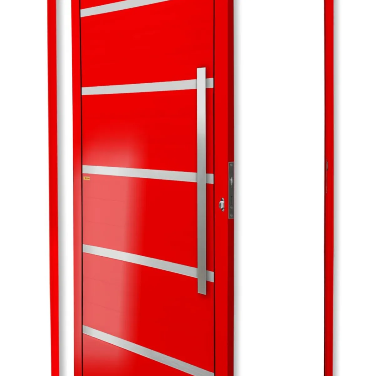 Porta Pivotante e Friso Alumínio Vermelho Direita 210x100x4,6cm Premium, marca Brimak - Foto Principal