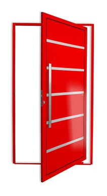 Porta Pivotante e Friso Alumnio Vermelho Esquerda 210x100x4,6cm Premium