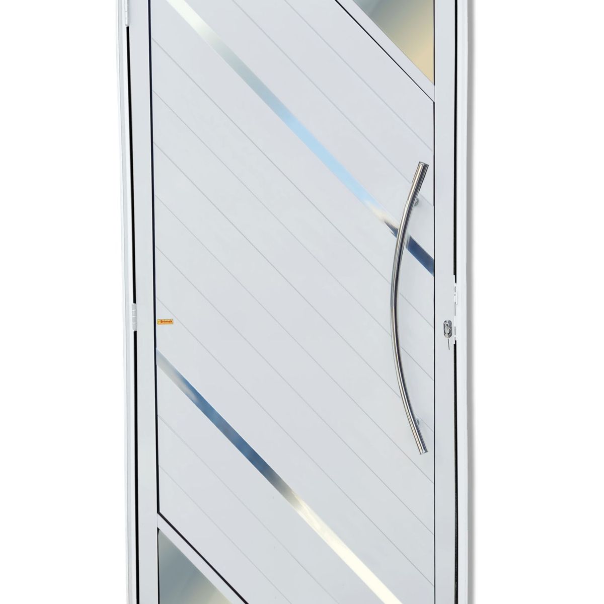 Porta Lambri Vidro e Friso Alumínio Branco Direita 210x100x4,6cm Oasis, marca Brimak - Foto Principal