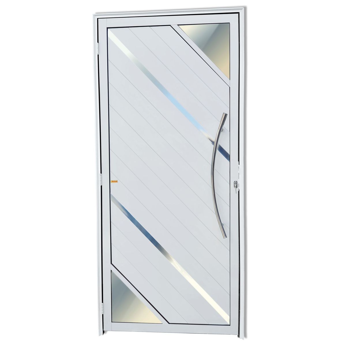 Porta Lambri Vidro e Friso Alumínio Branco Direita 210x100x4,6cm Oasis, marca Brimak - Foto Principal
