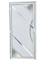 Porta Lambri Vidro e Friso Alumínio Branco Direita 210x100x4,6cm Oasis