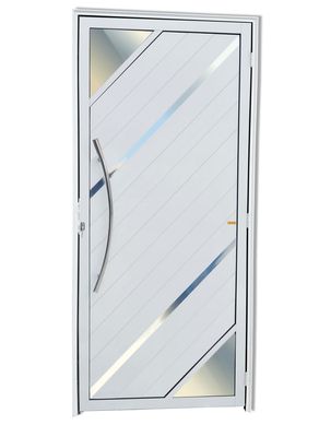 Porta Lambri Vidro e Friso Alumnio Branco Esquerda 210x100x4,6cm Oasis