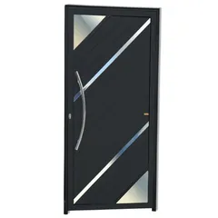 Porta Lambri Vidro e Friso Alumínio Preto Esquerda 210x100x4,6cm Oasis