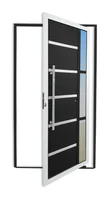 Porta Pivotante e Friso e Visor Alumínio Mix Preto Esquerda 210x100x4,6cm Miraggio