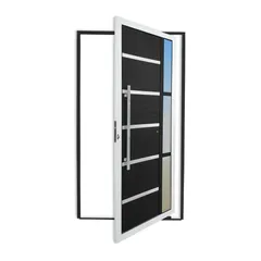 Porta Pivotante e Friso e Visor Alumínio Mix Preto Esquerda 210x100x4,6cm Miraggio