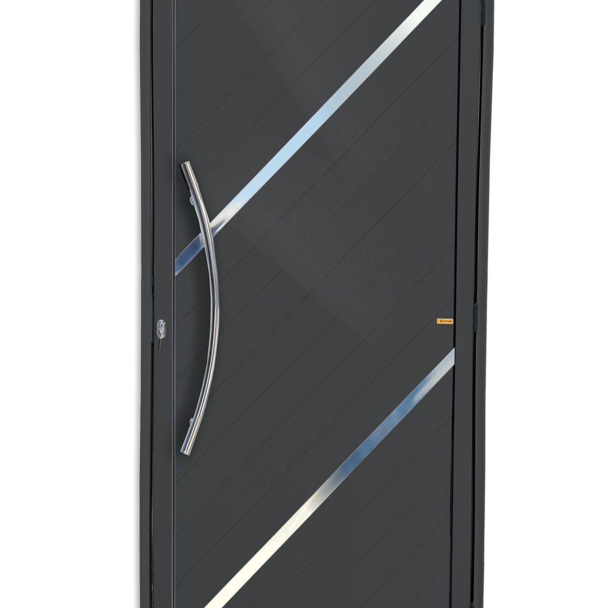 Brimak - Porta Lambri e Friso Alumínio Cinza Esquerda 210x100x4,6cm Duna