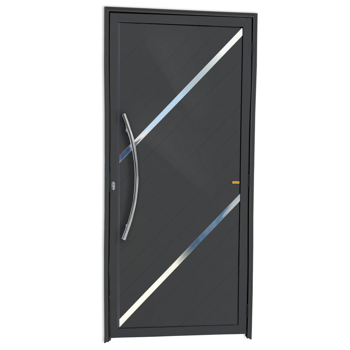 Brimak - Porta Lambri e Friso Alumínio Cinza Esquerda 210x100x4,6cm Duna
