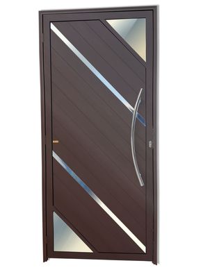 Porta Lambri Vidro e Friso Alumnio Corten Direita 210x100x4,6cm Oasis