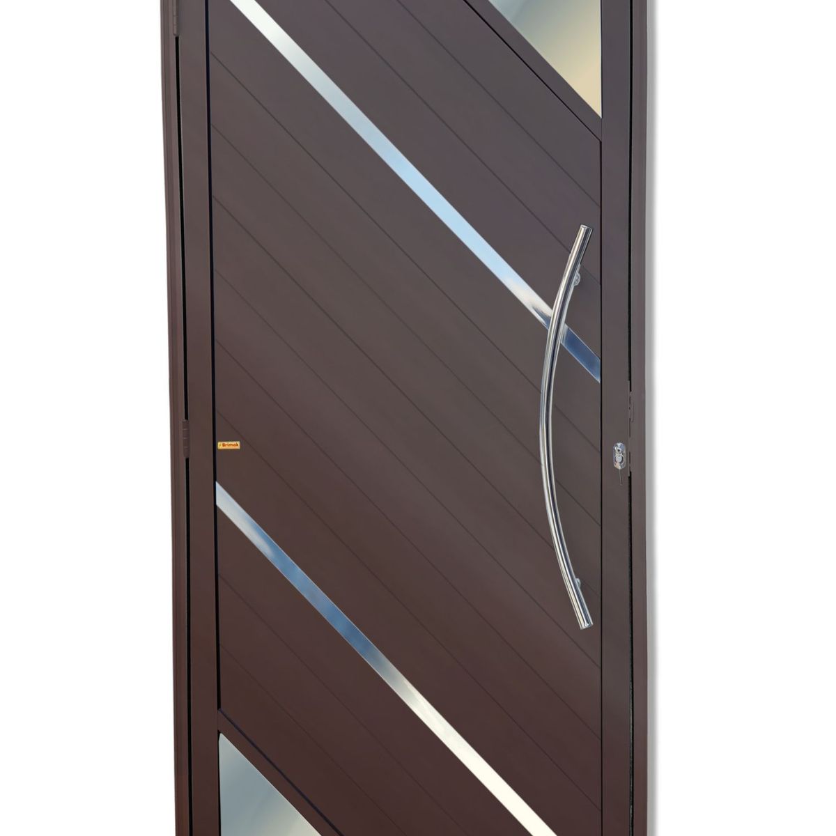 Porta Lambri Vidro e Friso Alumínio Corten Direita 210x100x4,6cm Oasis, marca Brimak - Foto Principal