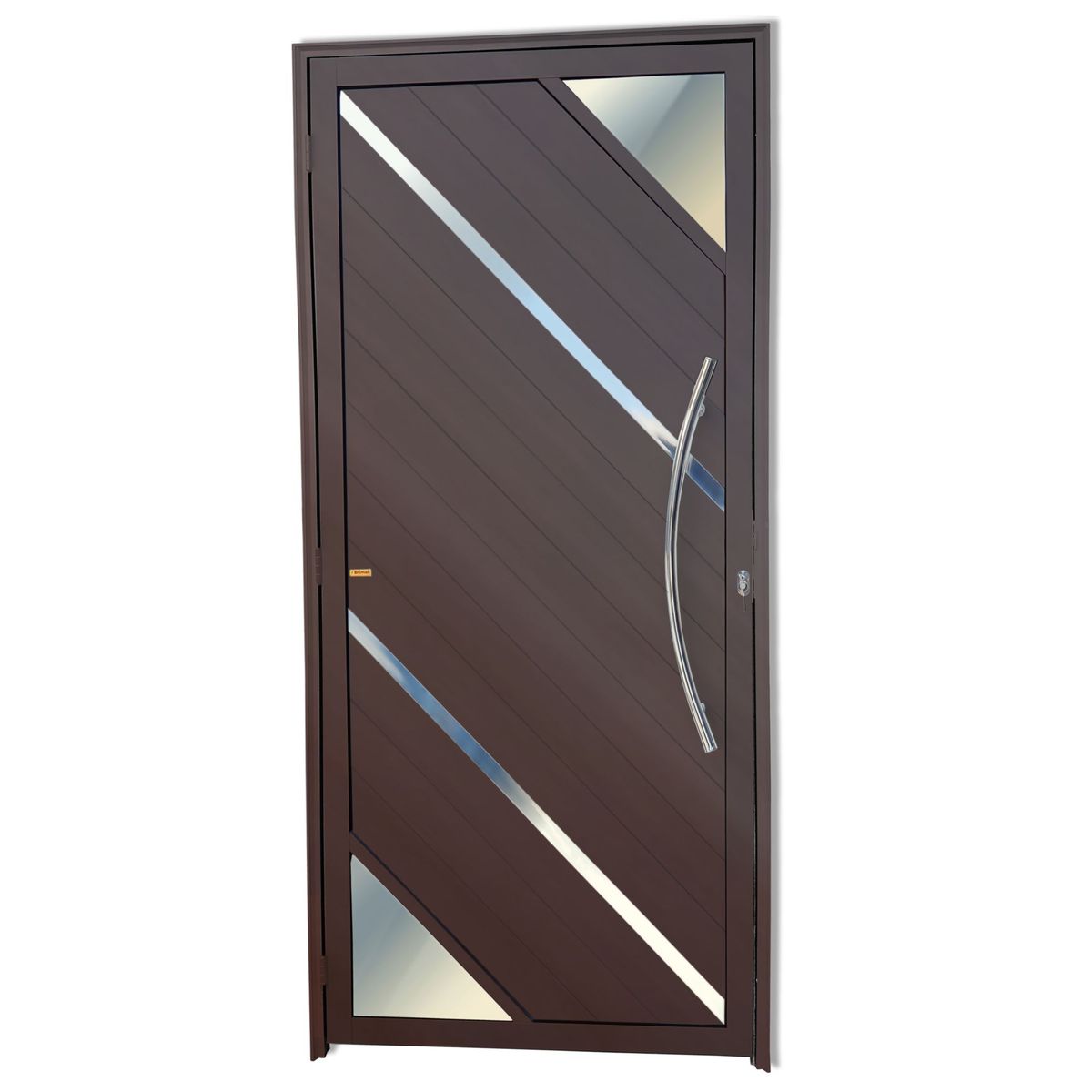 Porta Lambri Vidro e Friso Alumínio Corten Direita 210x100x4,6cm Oasis, marca Brimak - Foto Principal