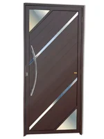 Porta Lambri Vidro e Friso Alumínio Corten Esquerda 210x100x4,6cm Oasis