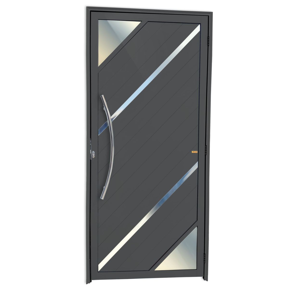 Porta Lambri Vidro e Friso Alumínio Cinza Esquerda 210x100x4,6cm Oasis, marca Brimak - Foto Principal