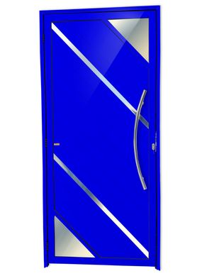 Porta Lambri Vidro e Friso Alumnio Azul Direita 210x100x4,6cm Oasis