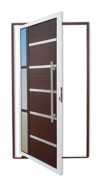 Porta Pivotante e Friso e Visor Alumnio Mix Corten Direita 210x100x4,6cm Miraggio