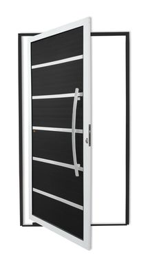 Porta Pivotante e Friso Alumnio Mix Preto Direita 210x100x4,6cm Premium