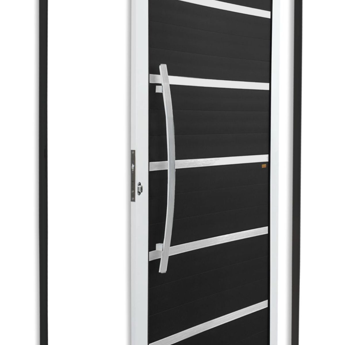 Porta Pivotante e Friso Alumínio Mix Preto Esquerda 210x100x4,6cm Premium, marca Brimak - Foto Principal
