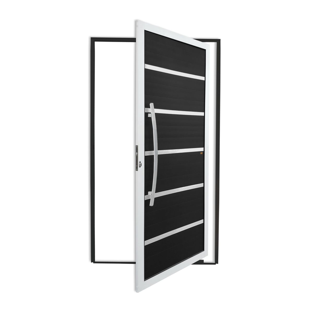 Porta Pivotante e Friso Alumínio Mix Preto Esquerda 210x100x4,6cm Premium, marca Brimak - Foto Principal