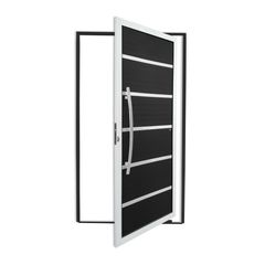 Porta Pivotante e Friso Alumínio Mix Preto Esquerda 210x100x4,6cm Premium