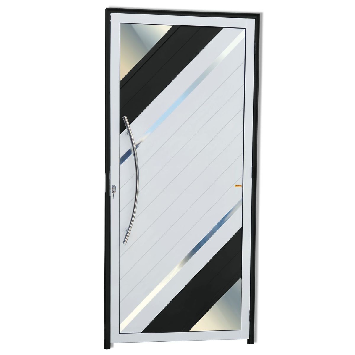 Porta Lambri Vidro e Friso Alumínio Mix Preto Esquerda 210x100x4,6cm Oasis, marca Brimak - Foto Principal