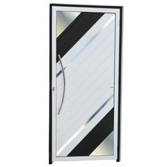 Porta Lambri Vidro e Friso Alumínio Mix Preto Esquerda 210x100x4,6cm Oasis