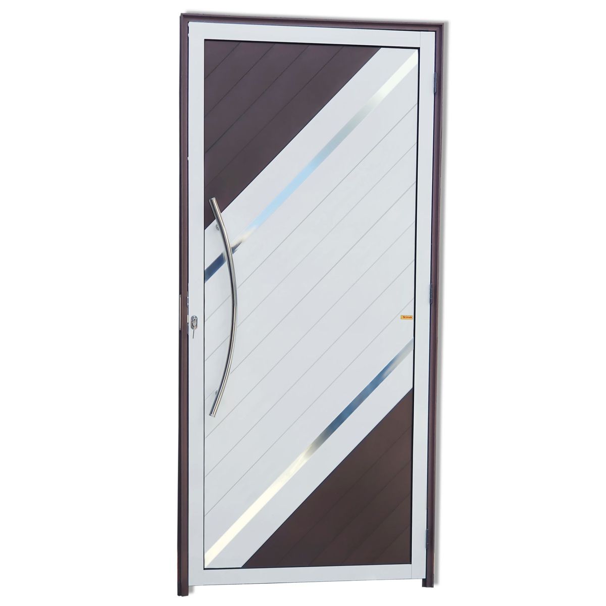 Porta Lambri e Friso Alumínio Mix Corten Esquerda 210x100x4,6cm Duna, marca Brimak - Foto Principal