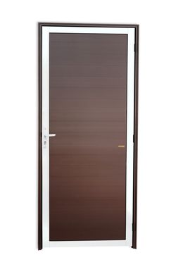 Porta Lambri Fechadura Alumnio Mix Corten Esquerda 210x80x4,6cm Super 25