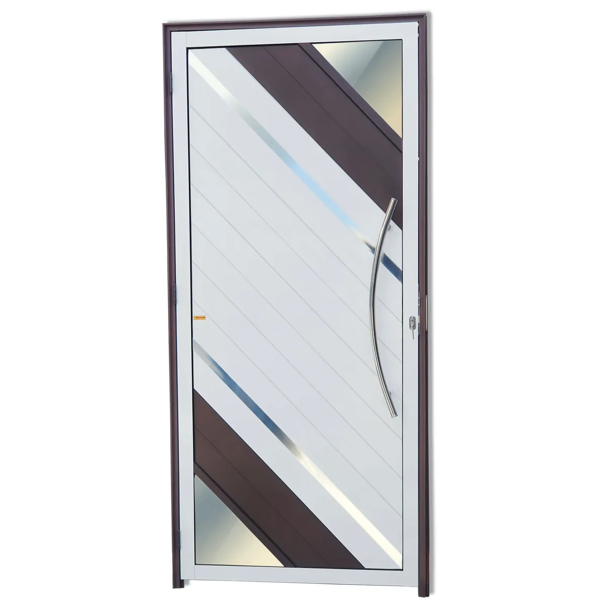 Porta Lambri Vidro e Friso Alumínio Mix Corten Direita 210x100x4,6cm Oasis, marca Brimak - Foto Principal