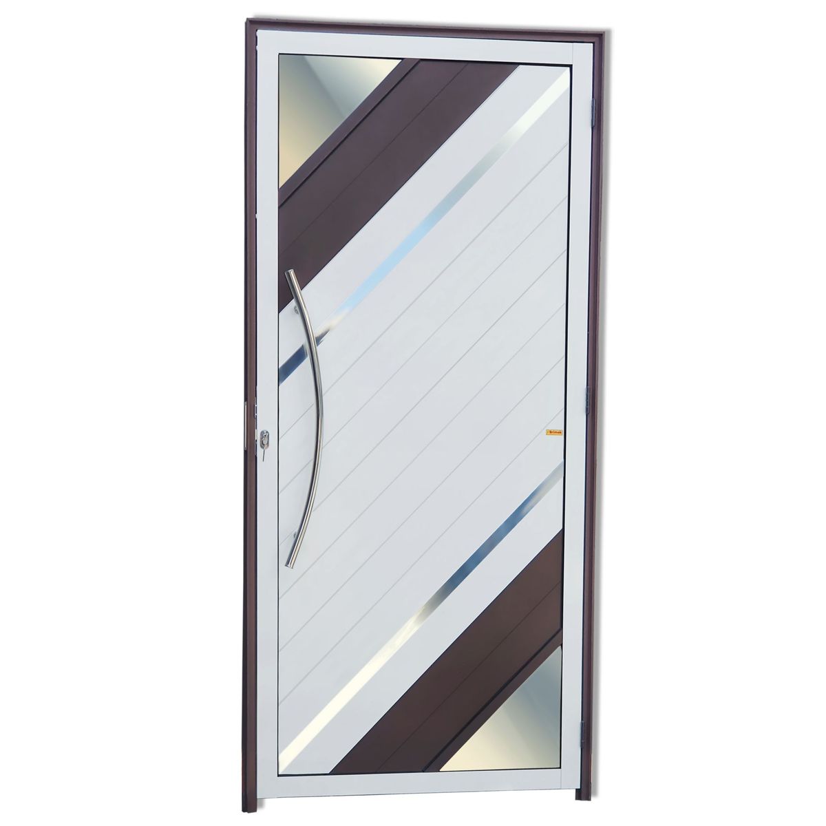 Porta Lambri Vidro e Friso Alumínio Mix Corten Esquerda 210x100x4,6cm Oasis, marca Brimak - Foto Principal